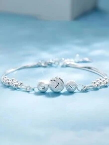 1條精美的925純銀幸運珠項鍊，適用於女士，為派對和婚禮提供豪華時尚珠寶