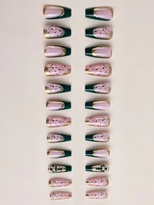 法式風格珠寶金邊指甲貼,適用於美甲藝術 - 彩色 - 查看 2