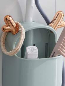 1 件壁掛式多功能浴室收納架收納架,無鑽孔設計,吹風機支架 - 綠色 - 查看 4