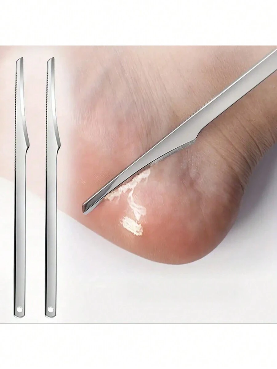 2 件裝不銹鋼足部老繭去除器刀足部死皮去除器腳趾甲剃須刀足部修腳刀足部老繭銼足部護理工具