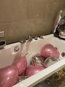 5 件裝 18 吋心形鋁膜氣球帶燈板,適合婚禮、情人節、派對裝飾 - 金色 - 查看 2