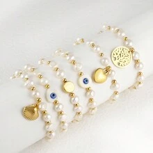 1pc Shell & Pearl Decor Fashionable Simple Bracelet Suitable For Ladies' Daily Wear - Scallop - View 1