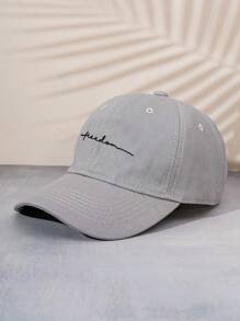 1入組中性Y2K刺繡“自由”棒球帽鴨舌帽，可調節的戶外休閒帽適用於春季、秋季、旅遊、海灘和假期 - 灰色 - 查看 1