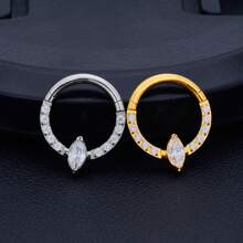 G23純鈦氧化鋯鼻環,男女皆宜的無縫鼻環,適用於體穿珠寶飾品 - 立方氧化鋯隔環 - 查看 1