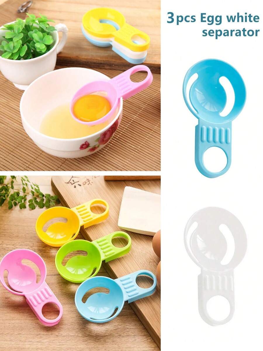 3入組創意多色蛋白分離器,輕鬆分離蛋黃和濾出蛋白液,短柄蛋白分離器,烹飪和烘焙廚房小工具 - 彩色 - 查看 1