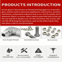 Loctite 242 Screw Adhesive, Threadlocker, Fastener Anti-Loosening Anaerobic Adhesive, 50ml - Blue - View 5