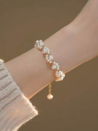 仿珍珠装饰优雅新娘臂链优雅女士手链