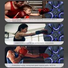 智能音樂拳擊機掛式拳擊訓練器牆式拳擊目標墊,適用於家庭 - 黑色 - 查看 7