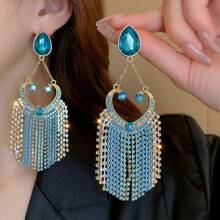 1對925銀針式愛心靈魂頸鏈,歐美誇張設計輕奢時尚優雅珠寶,適用於女性日常佩戴及節日送禮 - 金色 - 查看 1