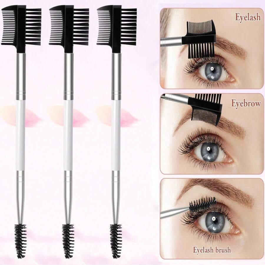 3 PCS 3 Head Eyebrow Eyelash Shaper Eyelash Comb Double Head Brush