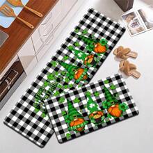 1 件聖派翠克節無臉侏儒三葉草印花裝飾防滑地墊長款柔軟舒適站立墊臥室廚房客廳走廊吸水防滑墊入口門墊家居裝飾 - StyleB - 查看 1