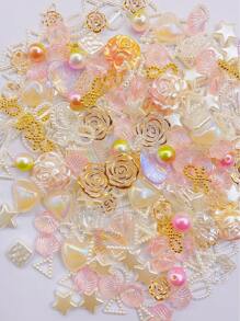 1pc 70g Fashionable Diy Colorful Abs Resin Flower Jewelry Making Kit For Earrings, Necklace, Hairpins, Nails, Mobile Phone Decorations - Red - View 1