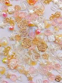 1pc 70g Fashionable Diy Colorful Abs Resin Flower Jewelry Making Kit For Earrings, Necklace, Hairpins, Nails, Mobile Phone Decorations - Red - View 2