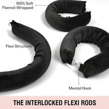 Heatless Hair Curler, Flexi Rods With Hook, Heatless Curling Rod For All Hair Types, No Heat Curlers To Sleep In, Overnight Heatless Curls For Blowout Hair - Black - View 6