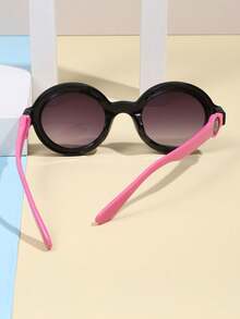 1pair Fashionable Party Cute Circle Kids' Fashion Glasses - Black - View 5