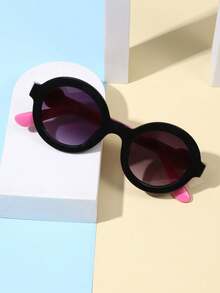 1pair Fashionable Party Cute Circle Kids' Fashion Glasses - Black - View 3