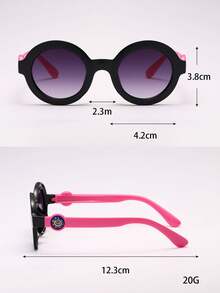 1pair Fashionable Party Cute Circle Kids' Fashion Glasses - Black - View 2