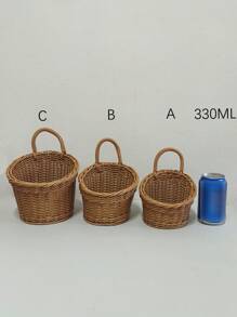 1 Miếng Creative PP Nhựa Hộp đựng để bàn Hộp , Phòng bếp Tỏi & gừng Giỏ lưu trữ , Retro Gắn trên tường Cầm tay Nhỏ bé Rổ , Kitchen Utensil Treo Rổ Đối với Tường - màu nâu - Xem 7