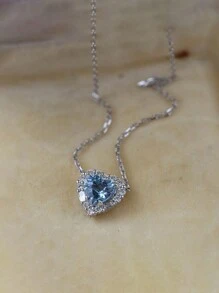 1pc High Quality S925 Sterling Silver Heart Pendant Necklace With Zirconia, Elegant Daily Accessory For Women