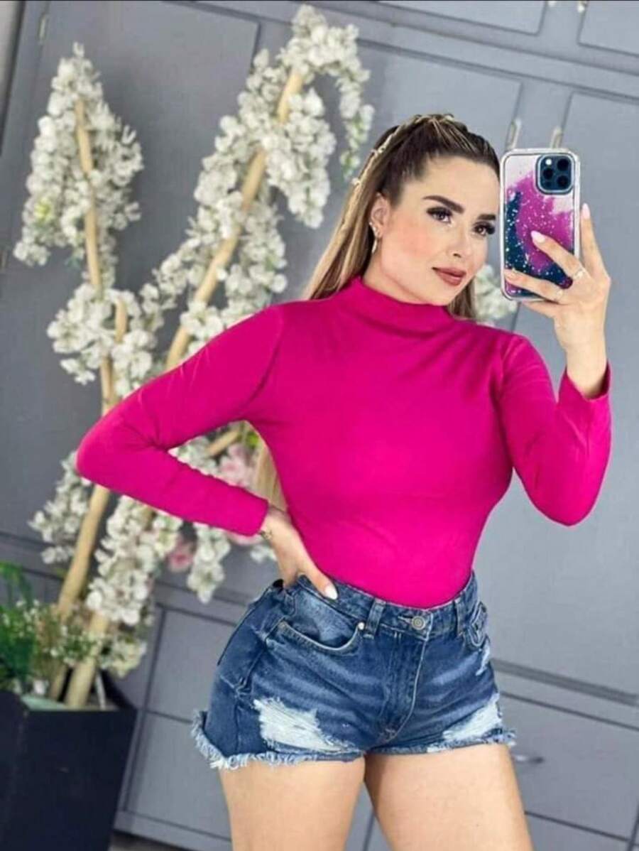 BLUSA TERMICA CUELLO ALTO BASIC TEXTURA BASICA - Rosa Fucsia - Ver 1