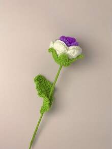 1朵手工編織漸變玫瑰花,鉤織不凋花,情人節禮物 - 彩色 - 查看 7