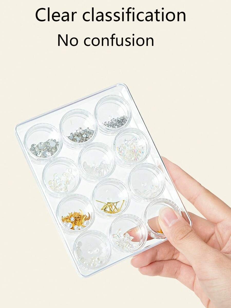 一套美甲假指甲片水钻收纳盒可分装DIY水钻/亮片/首饰等 - 無色 - 查看 1