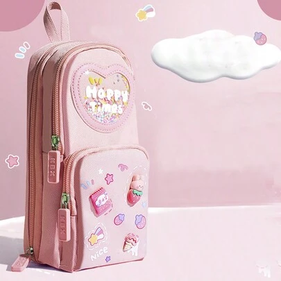 创意伸缩铅笔盒，文具收纳袋，可爱纯色铅笔盒，萌趣笔筒，儿童铅笔袋，返校必备，创意礼物，感恩节，圣诞节，生日，万圣节装饰，返校季，铅笔袋，背包