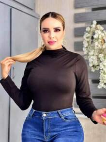 BLUSA TERMICA CUELLO ALTO BASIC TEXTURA BASICA - Color caoba - Ver 1