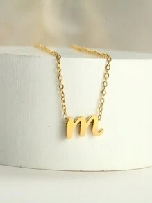 2 件女士时尚简约首字母 AM 名字吊坠项链，可作为家人和朋友的节日礼物生日礼物 - 金黃色 - 查看 9