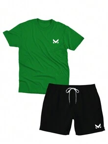 Men Two-Piece Outfits - 青檸色 - 查看 2