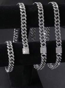 1 件歐美邁阿密時尚 12 毫米手鍊男士潮流街頭項鍊毛衣鍊各種尺寸 - 銀色 - 查看 13