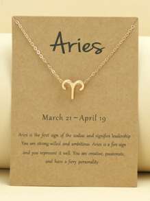1 件 12 星座符號吊墜項鍊,帶生肖卡,鎖骨鏈,派對幸運生日禮物,女士日常佩戴 - 金黃色 - 查看 8
