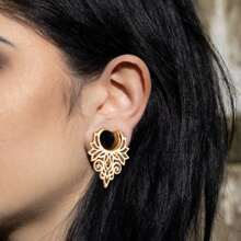 2 Piezas Túneles Para Orejas Con Tapón De Acero Inoxidable Y Diseño De Agujero, Calibradores De Silla Estiradora Para Expansor De Lóbulo De Oreja, Joyería Del Cuerpo De La Perforación - Hueco - Ver 2