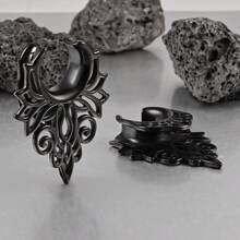 2 Piezas Túneles Para Orejas Con Tapón De Acero Inoxidable Y Diseño De Agujero, Calibradores De Silla Estiradora Para Expansor De Lóbulo De Oreja, Joyería Del Cuerpo De La Perforación - Hueco - Ver 5