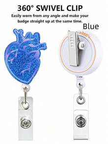 1入組心形閃粉易拉扣醫生護士徽章夾伸縮儀錶板卡 - 彩色 - 查看 3
