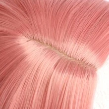 26吋粉色合成纖維直髮假髮,自然中分適合女性,適用於日常佩戴、萬聖節、cosplay、化裝舞會等場合 - 粉色 - 查看 9