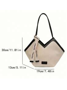 Sac à épaule en PU de conception minimaliste, convenant pour le travail, style décontracté chic, essentiel pour les femmes, parfait pour le bureau, les affaires et le travail - Noir et Blanc - Voir 7