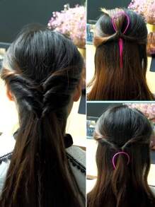 3pcs Children's Detangling Hair Brushes Set, Including Disposable Hair Ties, Hair Detangler Hook, Braiding Tool - 粉色 - 查看 6