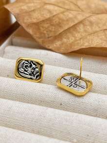 2入組高品質設計的彩色耳環,附925純銀針,女性首飾 - 金色 - 查看 2