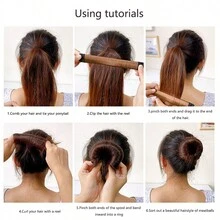 Hair Accessories For Women Girls Sweet French Updo With Ball Twist Magic Diy Tools Bun Maker Synthetic Donut Bud Headband - Black - View 2