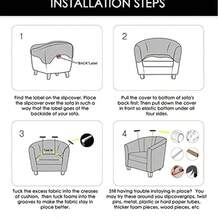 1pc Club Chair Sofa Slipcover, Elastic Spandex Tub Chair Cover, Removable Bathtub Chair Sofa Cover, Armchair Sofa Furniture Protector, Solid Color Pattern, Armrest Cover, For Living Room - Navy Blue - View 3