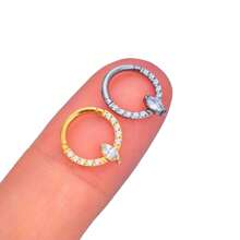 G23純鈦氧化鋯鼻環,男女皆宜的無縫鼻環,適用於體穿珠寶飾品 - 立方氧化鋯隔環 - 查看 5