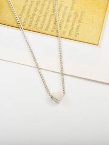 1 件時尚簡約女式心形吊墜項鍊,日常佩戴和節日禮物 - 銀色 - 查看 2