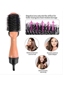 FD Secador Cepillo Aire Caliente Para Alaciado - Rosa - Ver 5