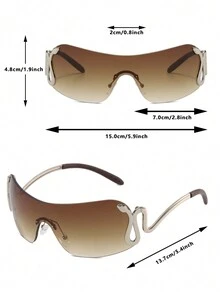 蛇形无框时尚眼镜，欧美个性化定制，千禧年时尚眼镜 - 棕色 - 查看 5