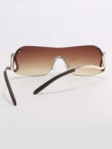 蛇形无框时尚眼镜，欧美个性化定制，千禧年时尚眼镜 - 棕色 - 查看 4