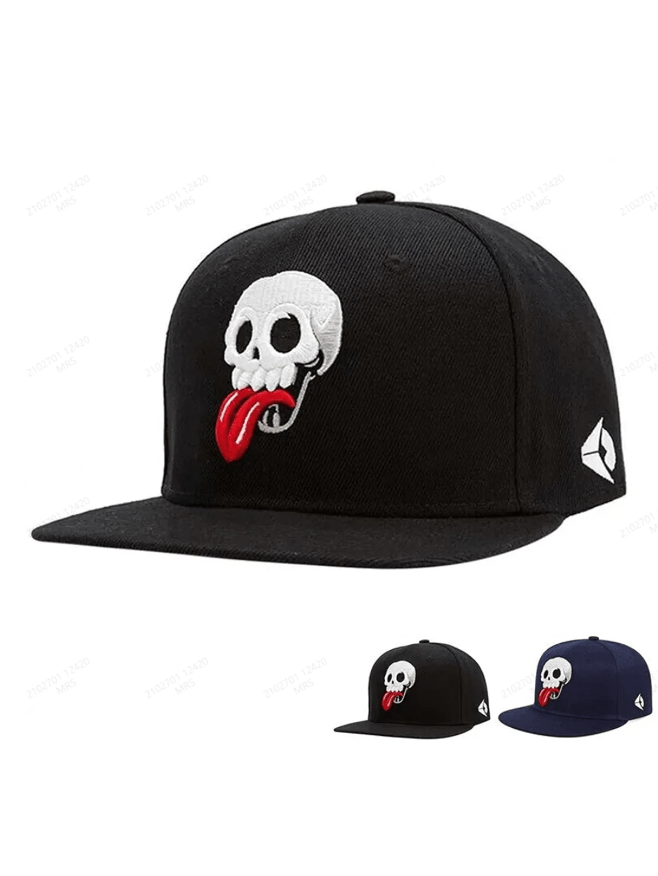 1 Pieza Gorra De Béisbol Con Diseño Bordado De Y2k De Cráneo Y Lengua, En Color Azul Marino Unisex, Adecuada Para Actividades Al Aire Libre Y Uso Diario, Protección Solar - Azul Marino - Ver 1