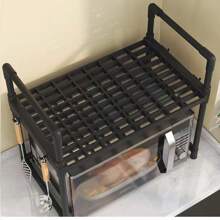 1pc Microwave Oven Bracket, Stainless Steel Double Layer Microwave Shelf Organizer Countertop With Wire Mesh Rack - Multicolor - View 5