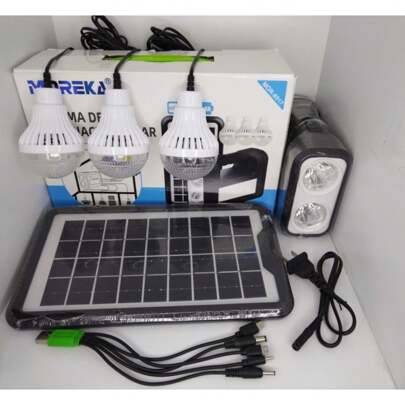 Kit solar camping, luz de emergencia con panel solar, luz solar portátil con foco, MR-8017, luz solar de emergencia