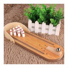 桌上迷你保齡球遊戲套裝,有趣的白象禮物,木製迷你保齡球套裝適用於家庭辦公桌玩具,減壓小玩具,滿足男女青少年和同事的趣味禮物 - 薑色 - 查看 2